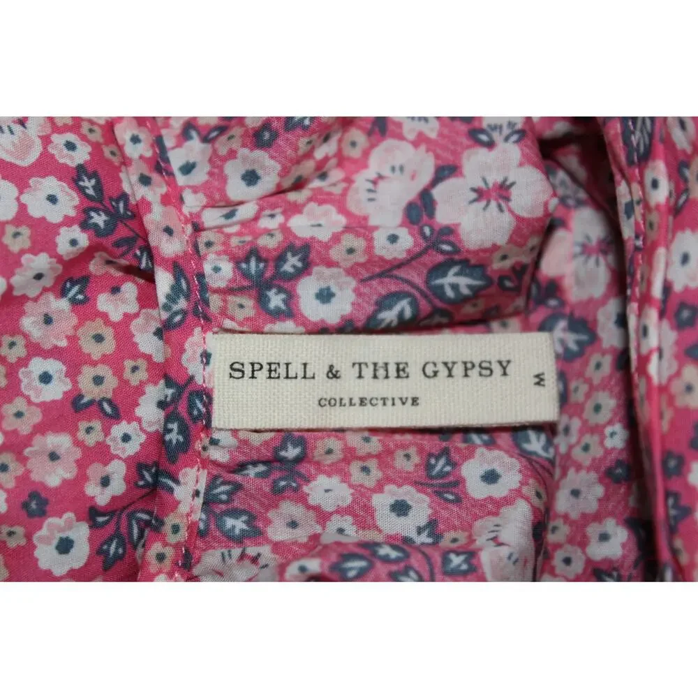 Spell and the Gypsy Poppy Smock floral all over print mini dress M puff sleeve - Picture 4 of 7
